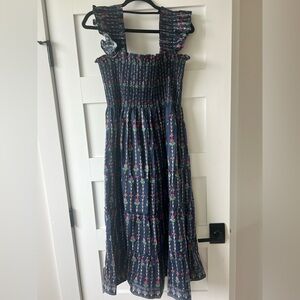 Floral Smocked  Dress - Blue and Pink